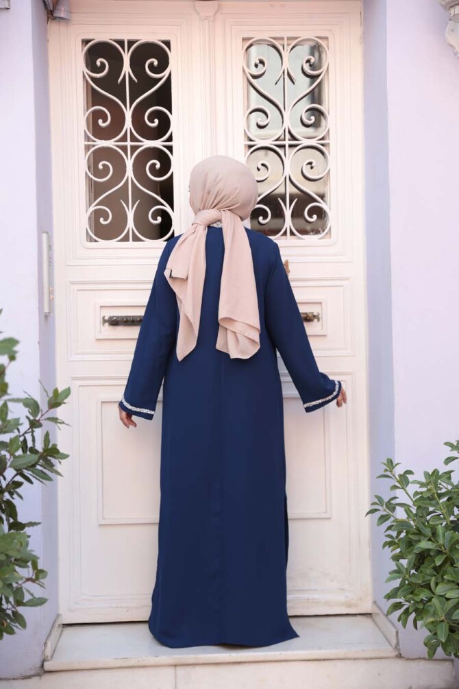 Elbiseli Lacivert Tesettür İkili Takım 76852L - 4