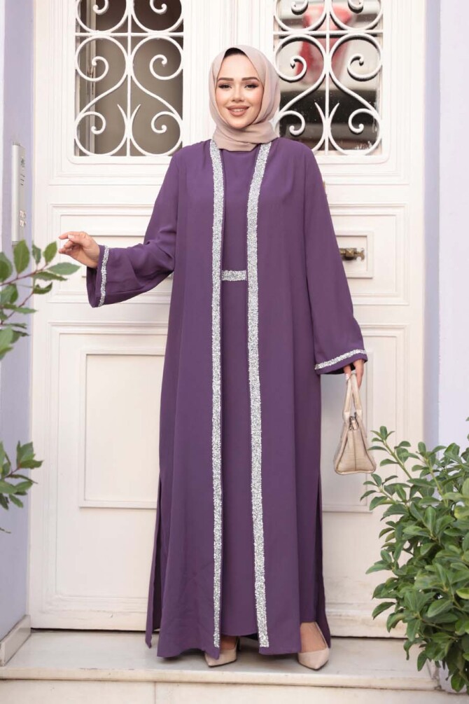 Elbiseli Lila Tesettür İkili Takım 76852LILA - 3