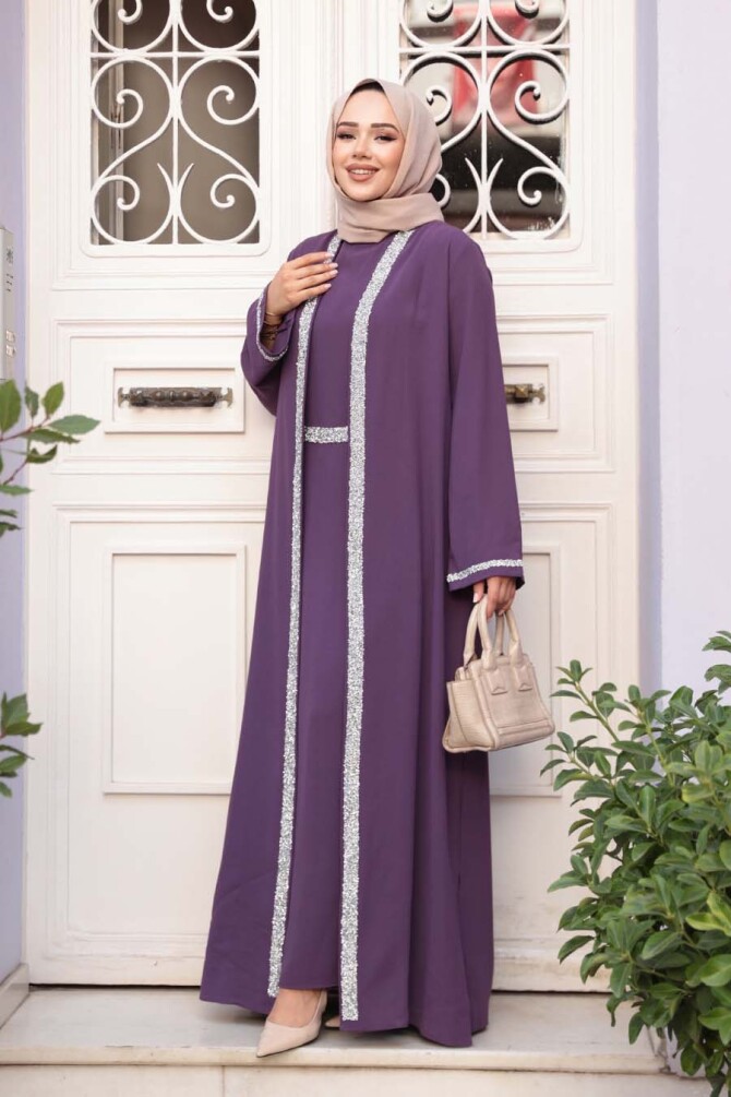 Elbiseli Lila Tesettür İkili Takım 76852LILA - 2