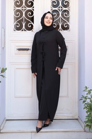 Elbiseli Siyah Tesettür İkili Takım 76091S - 2
