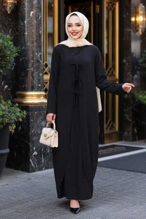 Elbiseli Siyah Tesettür İkili Takım 76091S - 1