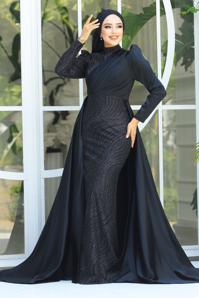 Elegant Black Islamic Clothing Evening Gown 22924S - 2