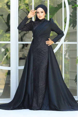 Elegant Black Islamic Clothing Evening Gown 22924S - 1