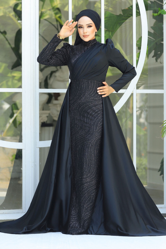 Elegant Black Islamic Clothing Evening Gown 22924S - 1