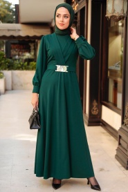 Emerald Green Hijab Dress 5806ZY - Thumbnail