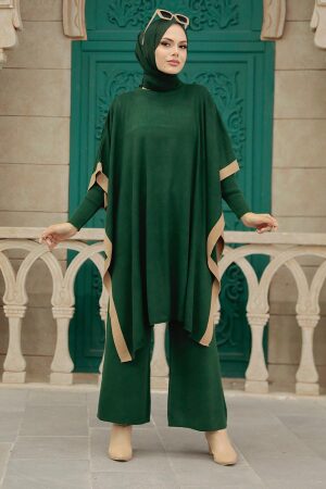 Emerald Green Hijab Knitwear Triple Suit 33850ZY - 1