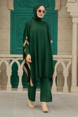 Emerald Green Hijab Knitwear Triple Suit 33850ZY - 2