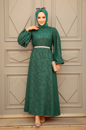 Emerald Green Modest Wedding Dress 60981ZY - 2