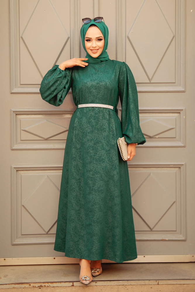 Emerald Green Modest Wedding Dress 60981ZY - 2
