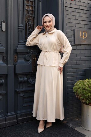 Etekli Bej Tesettür İkili Takım 13251BEJ - 3