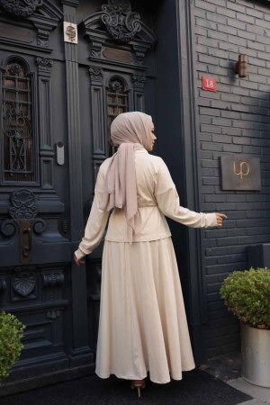 Etekli Bej Tesettür İkili Takım 13251BEJ - 4
