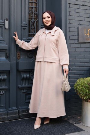 Etekli Bej Tesettür Modal İkili Takım 56781BEJ 
