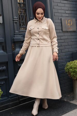Bej Tesettür İkili Takım 13212BEJ - 1