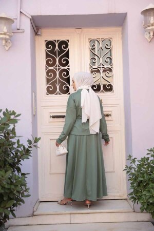 Etekli Çağla Yeşili Tesettür İkili Takım 13251CY - 4