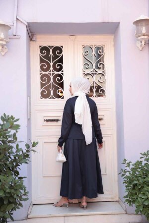 Etekli Lacivert Tesettür İkili Takım 13251L - 4