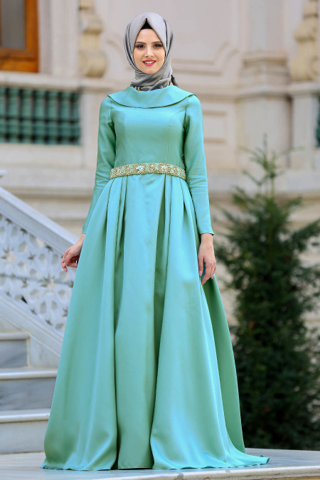 Evening Dress - Almond Grey Hijab Dress 2363CY