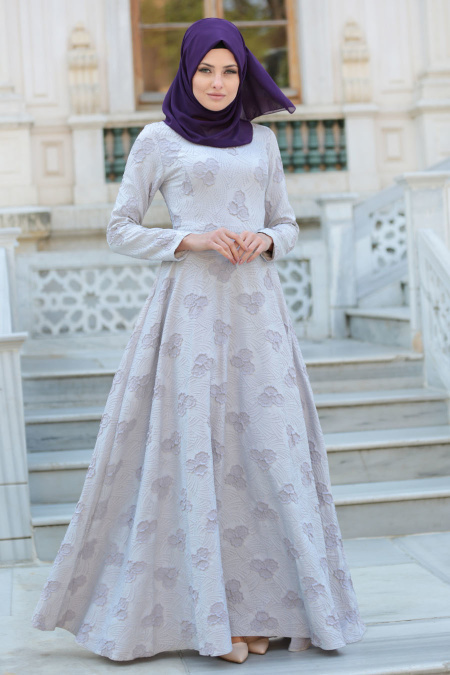 Evening Dress - Baby Blue Hijab Dress 17871BM