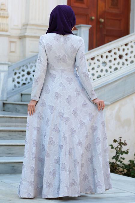 Evening Dress - Baby Blue Hijab Dress 17871BM - 3