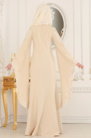 Evening Dress - Beige Hijab Evening Dress 4020BEJ - Thumbnail