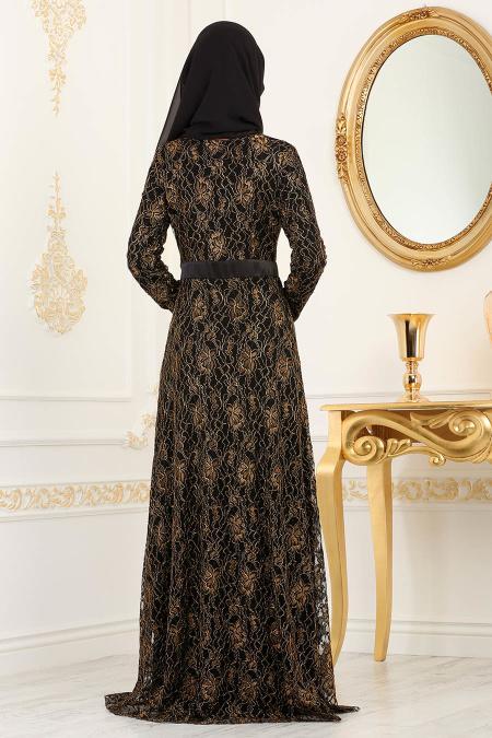 Evening Dress- Black Evening Dress 80640S - 2
