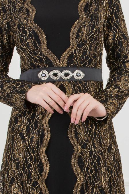 Evening Dress- Black Evening Dress 80640S - 3