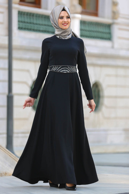 Evening Dress - Black Hijab Dress 17880S