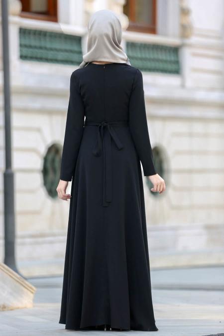 Evening Dress - Black Hijab Dress 17880S - 3