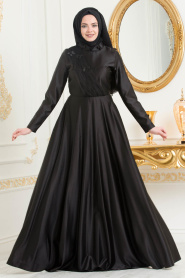 Evening Dress - Black Hijab Dress 3530S - Thumbnail
