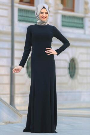 Evening Dress - Black Hijab Dress 7251S - Thumbnail