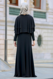 Evening Dress - Black Hijab Dress 7251S - Thumbnail