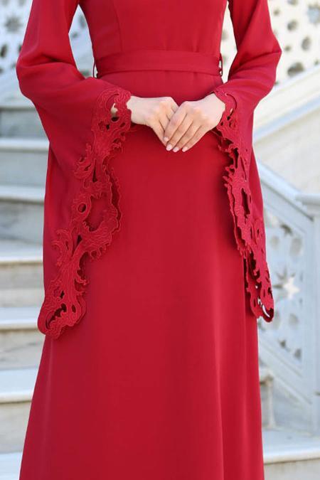 Evening Dress - Claret Red Evening Dress 2338BR - 4