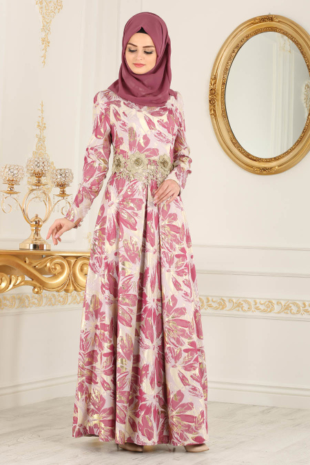 Evening Dress - Dusty Rose Hijab Dress 7303GK
