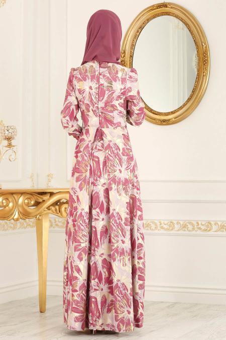 Evening Dress - Dusty Rose Hijab Dress 7303GK - 2