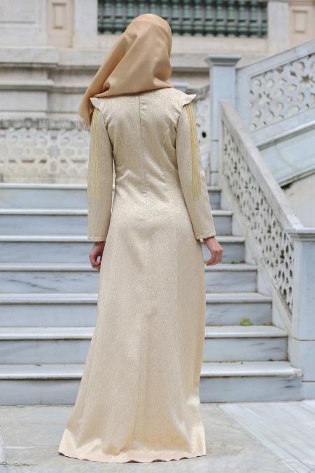 Evening Dress - Ecru Hijab Dress 7052E - 3