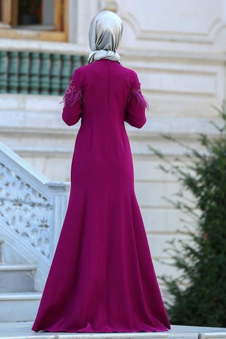 Evening Dress - Fuchsia Hijab Dress 3513F - 2