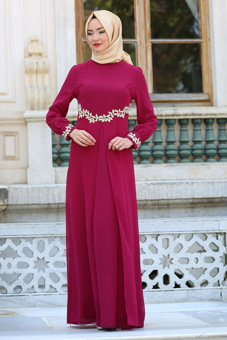 Evening Dress - Fuchsia Hijab Dress 4216F