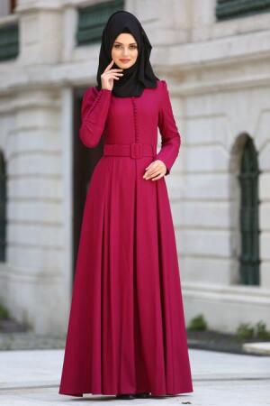 Evening Dress - Fuchsia Hijab Dress 72430F - 1