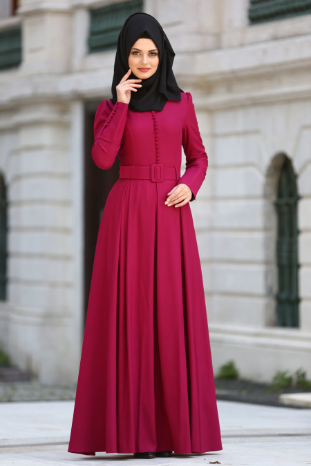 Evening Dress - Fuchsia Hijab Dress 72430F