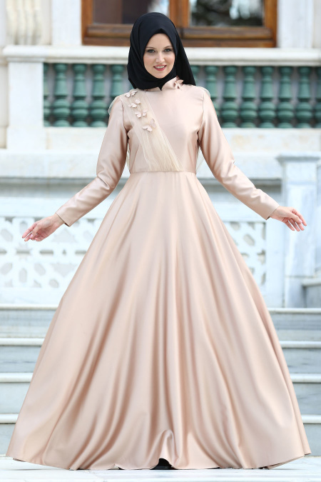 Evening Dress - Gold Hijab Dress 3530GOLD