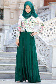 Evening Dress - Green Hijab Dress 7272Y - Thumbnail
