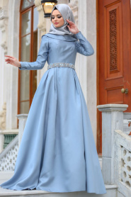 Evening Dress - Grey Hijab Dress 2363GR - Thumbnail