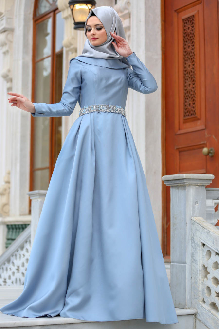 Evening Dress - Grey Hijab Dress 2363GR