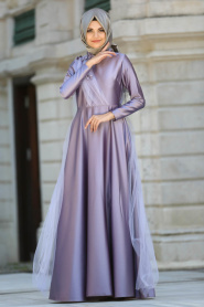 Evening Dress - Lila Hijab Dress 3530LILA - Thumbnail