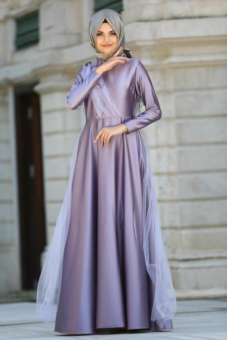 Evening Dress - Lila Hijab Dress 3530LILA - 1