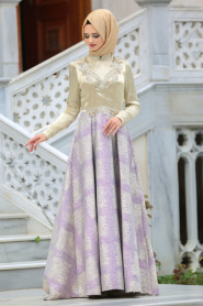 Evening Dress - Lila Hijab Dress 7342LILA - Thumbnail