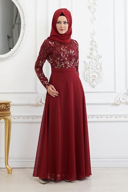 Evening Dress- Mahogany Evening Dress 82220BR - 3