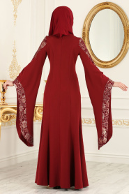 Evening Dress - Mahogany Hijab Evening Dress 4020BR - Thumbnail