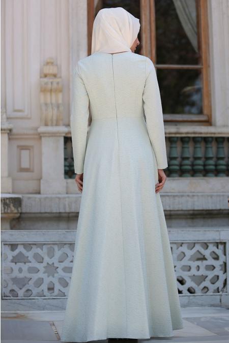 Evening Dress - Mint Hijab Dress 2080MINT - 3