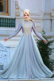 Evening Dress - Mint Hijab Dress 3502MINT - Thumbnail