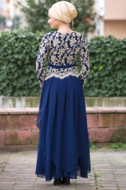 Evening Dress - Navy Blue Hijab Dress 7025L - Thumbnail
